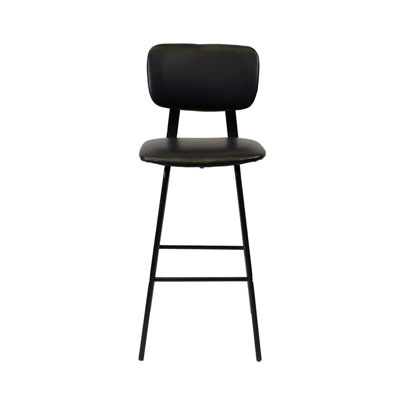 TABOURET VINTAGE NOIR AVEC PIED METAL