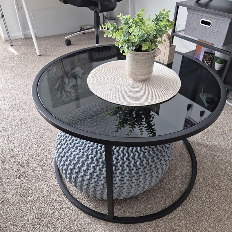 TABLE BASSE EN VERRE NOIR